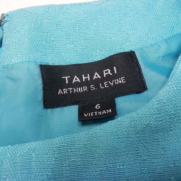 Tahari Arthur S. Levine Turquoise Blue Dress Women's Size 6 - Picture 11 of 16